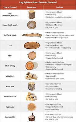 Types of trees and which is best to use for firewood for the hottest heat.